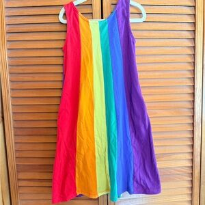 Girls Rainbow Stripe Sleeveless Dress - with Pockets!